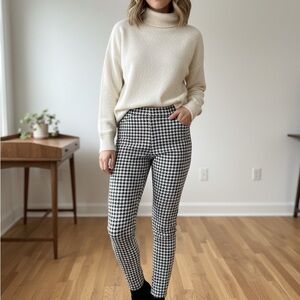 Zara Black and White Houndstooth Skinny Pants
